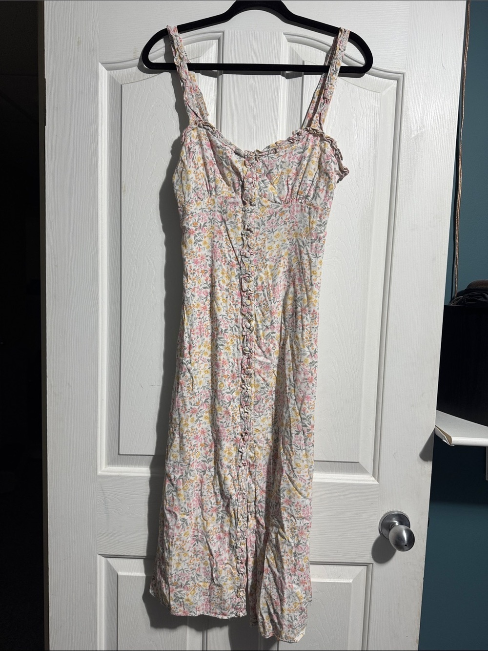 Ever New Peach Meadow Ditzy Dress US 6 Floral Midi Button Front Cottagecore